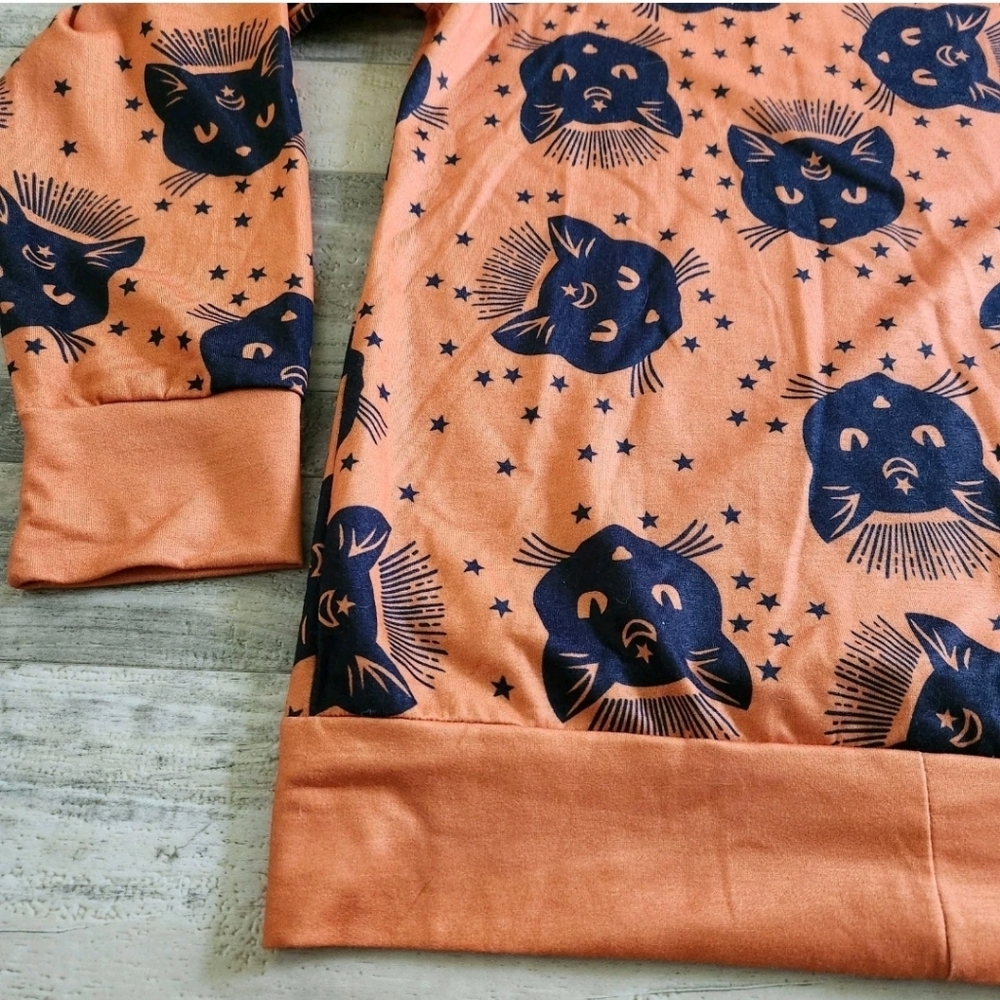 Halloween Pullover Black Cats Magic Black Cats Witchcraft Size Large Soft Cozy - Picture 16 of 16